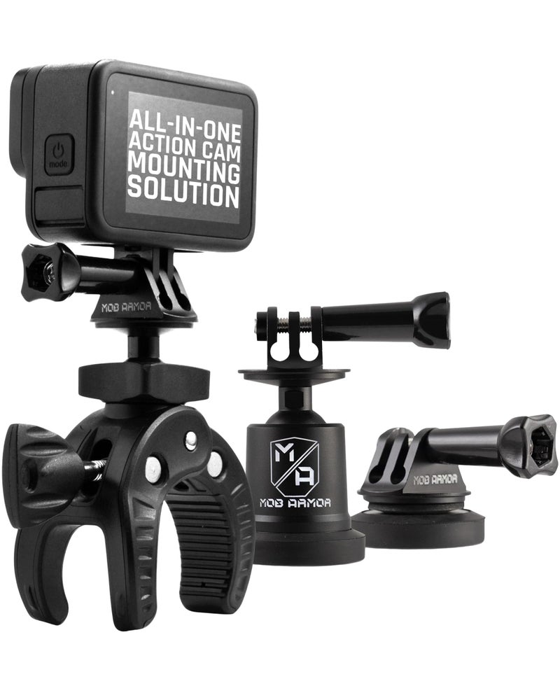 Mob Armor Action Camera Accessory Kit - Complete Bundle with Adjustable Claw Grip, Magnetic Holders, Steel Mounting Plates, and Travel-Friendly Nylon Case for On-The-Go Filming - Image 1